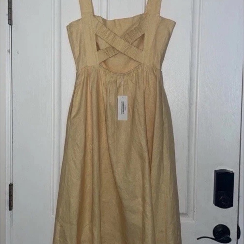 NWOT, Reformation Butter Yellow 100% Linen Dress, Maxi Ankle, 8, Light, Feminine - Picture 4 of 9
